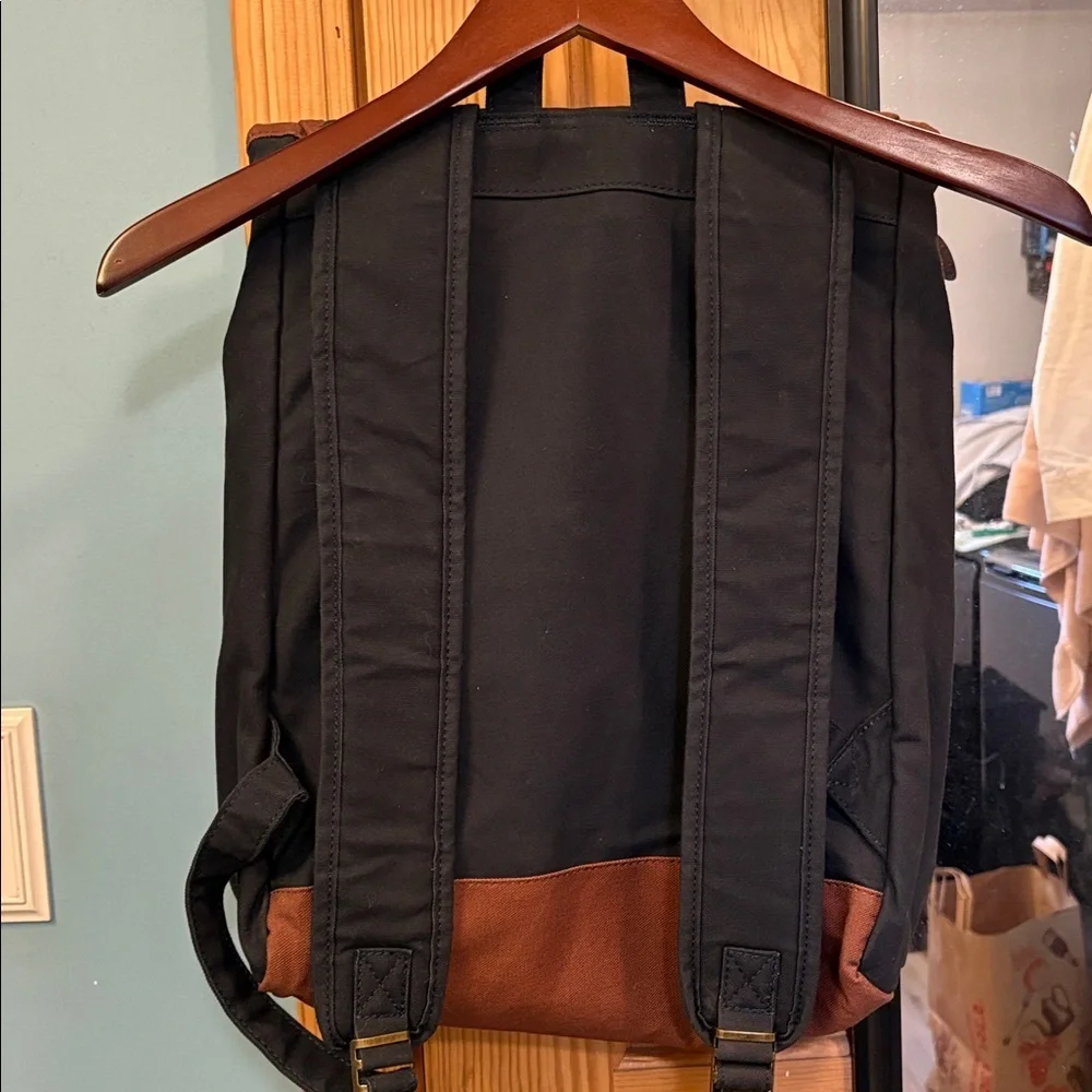 Cotton Storm Canvas Two-Tone Navy and Rust Brown Backpack Unisex